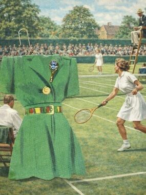Sophie’s Closet Greeting Card Green Tennis Dress  W/ Tennis Racket  Pin  Vintage